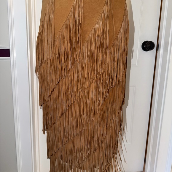 Intermix Fringed Suede light brown Skirt - Picture 4 of 4